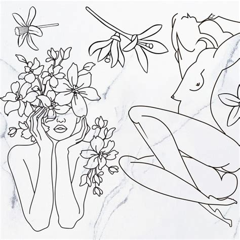 Nude Floral Clipart Etsy
