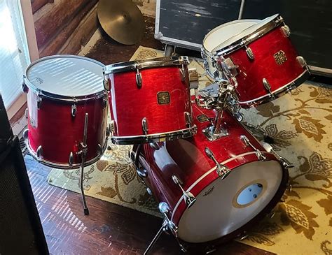 Vintage Gretsch 1980s Square Badge Rosewood Gloss Drum Set Reverb