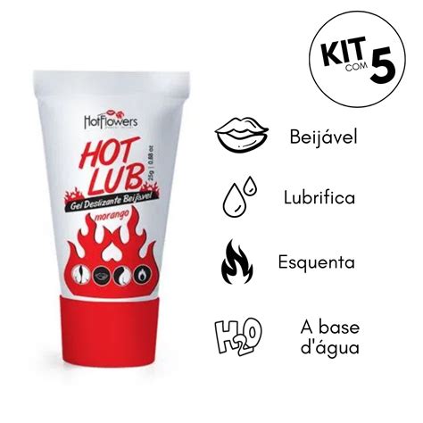 Hot Lub Kit C Gel Deslizante Beij Vel Morango G Hot Flowers
