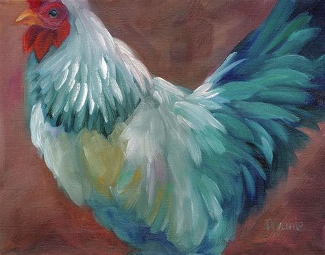 Blue Rooster Painting by Marnie Bourque - Pixels