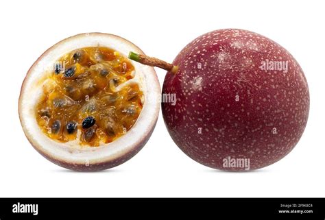 Single Object Of Passion Fruit Isolated On White Background Stock Photo