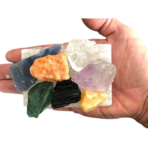 Kit 7 Chakras Barra Selenita Pedras Equilíbrio Meditação Shopee