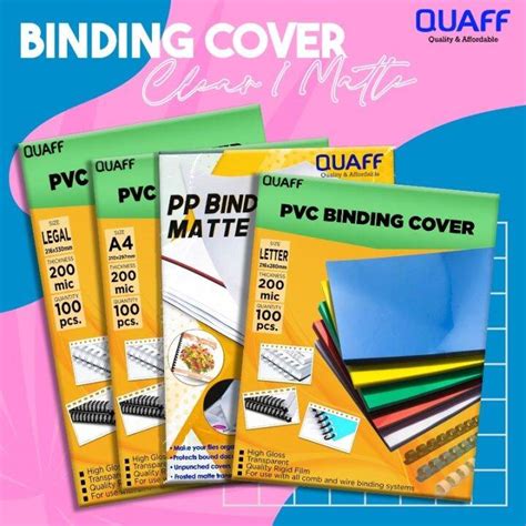 QUAFF Clear PVC Binding Cover Short A4 Long Size 200 Microns 100