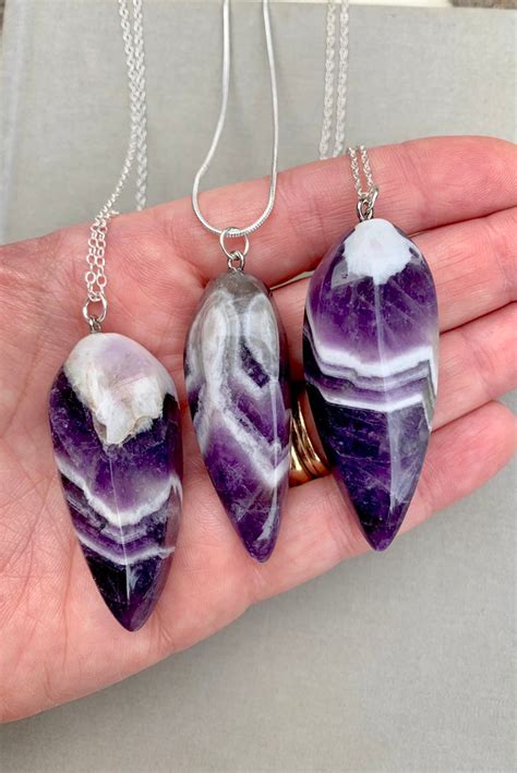 Large Amethyst Necklace Chunky Amethyst Pendant Necklace Etsy