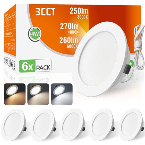 12V AC/DC RV White LED Recessed Ceiling Lights 4W Tri-Color, IP44, Cut ...