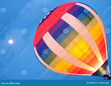 Hot Air Balloon Launch Lit Up Stock Image Image Of Text Travel