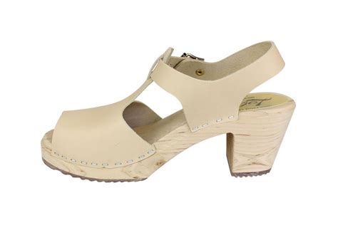 Lotta From Stockholm High Heel T Bar Open Toe Clogs In Nude