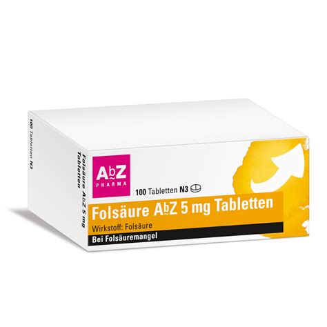Folic Acid AbZ 5 mg Tablets - 100 Count | Support Folic Acid Deficiency
