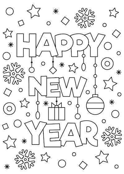 Happy New Year Gratis Kleurplaten Printen Of Opslaan