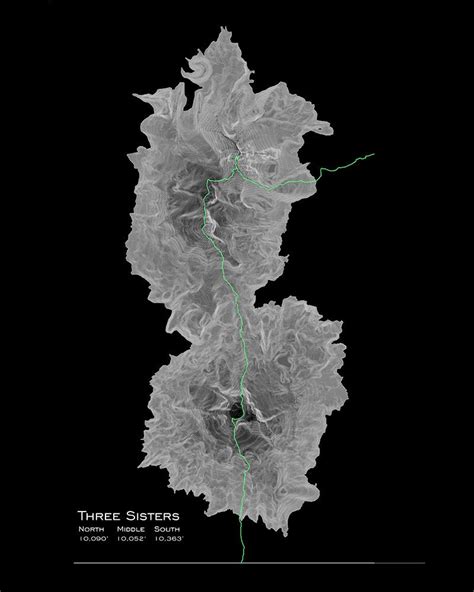 Three Sisters Topographic Map Art | Oregon Wilderness Map, Sisters ...