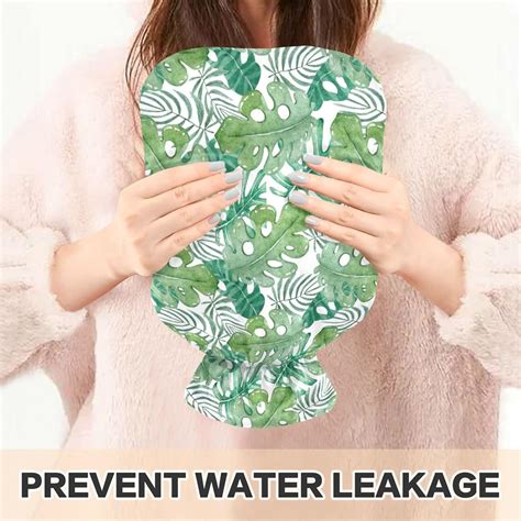 NAANLE Cartoon Palm Leaf Hot Water Bottle 1L For Menstrual Cramps Relief Heat Cold Therapy