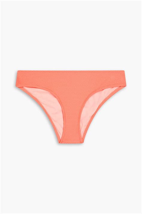 Heidi Klein Stretch piqué Low rise Bikini Briefs In Coral ModeSens