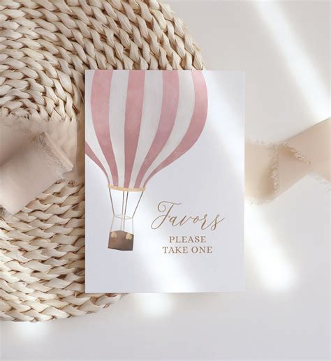 Pink Hot Air Balloon Baby Shower Favors Sign Favors Please Etsy