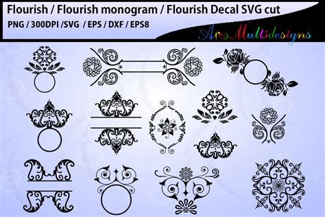 flourish svg cut file / flourish SVG monogram/flourish decal template ...