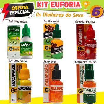 Kit Euforia Sex Shop Produtos eróticos Casal Lubrificante Top Gel Lubrificante Íntimo Sexual