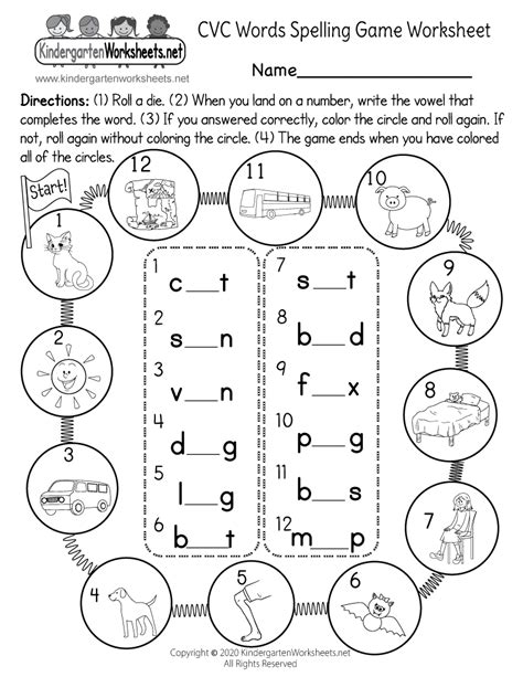 Free Printable Cvc Words Spelling Game Worksheet
