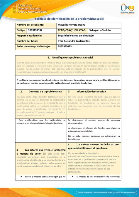 Anexo 1 Formato identificación del problema Formato de