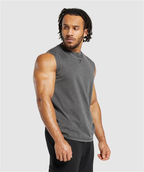 Gymshark Heritage Washed Cut Off Tank Onyx Grey Gymshark