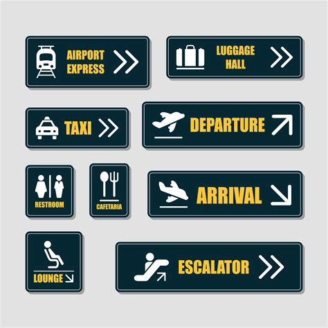 Airport Signage Stickers Collection 18754408 Vector Art at Vecteezy
