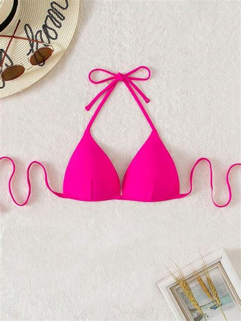 Shein Swim Basics Solid Triangle Bikini Top Shein Usa