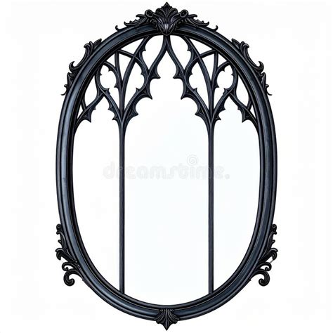 black oval gothic arch window frame design stock illustration