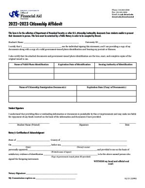 Fillable Online Form Drexel University Citizenship Affidavit