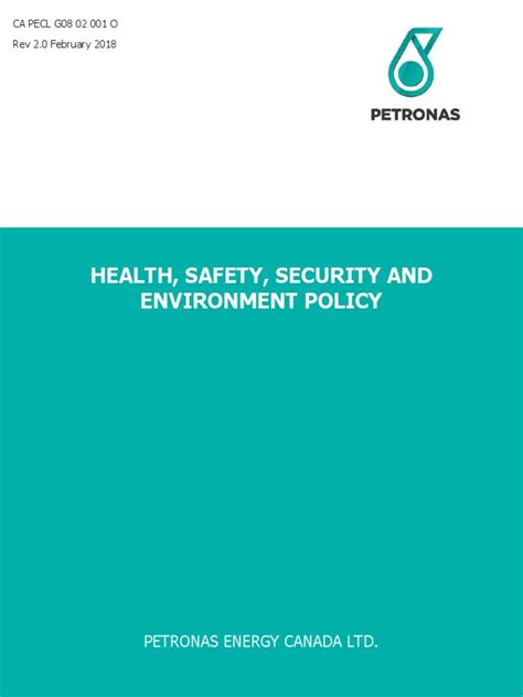 Petronas Canada 2020 04 Policy Hsse Pdf Regulatory Compliance Risk