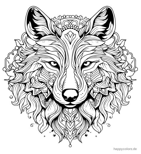 Mystische Mandalas Vom Wolf Zum Ausdrucken Und Ausmalen Happycolorz De