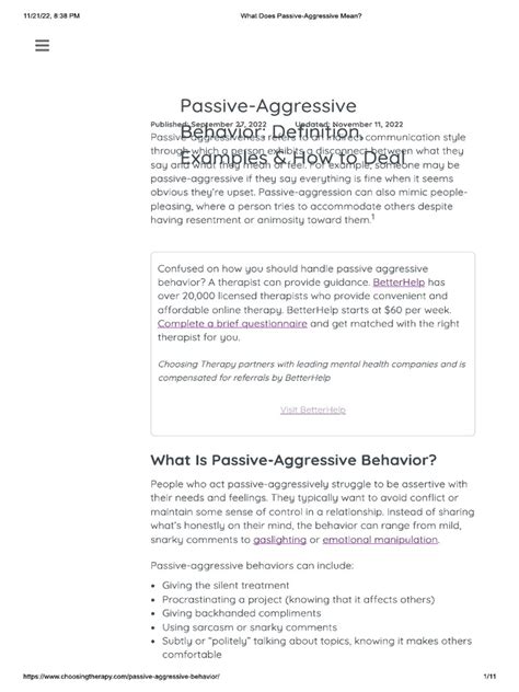 What Does Passive-Aggressive Mean | PDF