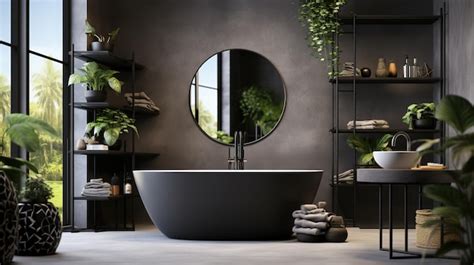 Premium AI Image | Modern Bathroom with Freestanding Soaking Tub