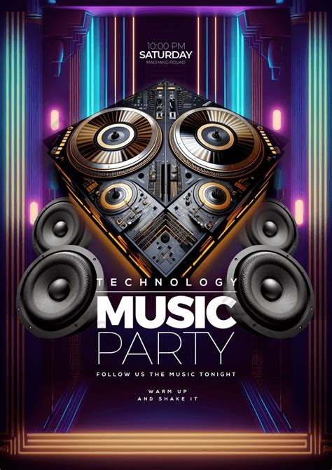 Speaker Neon Dj Mixer Light Effect Music Party Carnival Poster Psd Free Download Pikbest