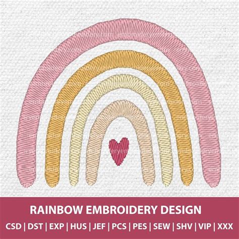 Creative Rainbow Embroidery Design Machine Embroidery Pattern Sizes