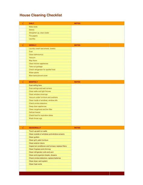 free printable cleaning checklist pdf 3