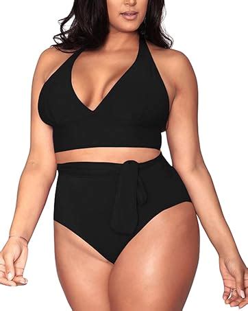 Sovoyontee Women Plus Size Ruffles High Waisted Swimsuit Bikini Sets Bathing Suit Clothing