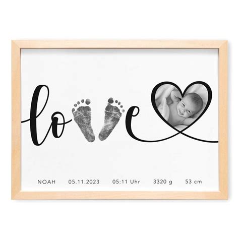 Fußabdruck Baby Poster Personalisiertes Bild mit Foto Fußabdrücke