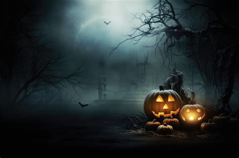 Fantastic Halloween Themed Pumpkins Background Premium Ai Generated Image