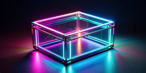 A Small Glass Box Made Of Neon Lights Ai Generative Stock Illustration Illustration Of