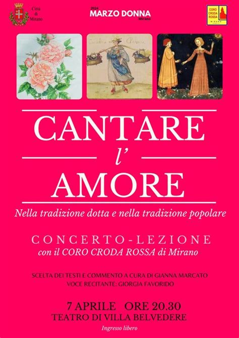 Cantare L Amore 7 Aprile Concerto Lezione Del Coro Croda Rossa