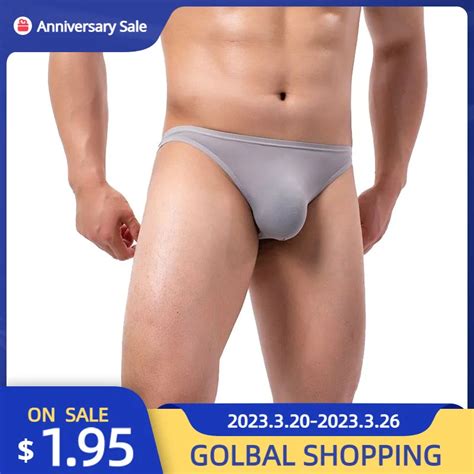 Sexy Mens Underwear Soft Men Briefs Breathable Ultra Thin Slip Homme Bikini Thong U Convex