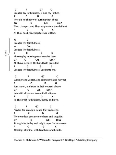 Great Is Thy Faithfulness Chords In Key Of C Pdf Religious