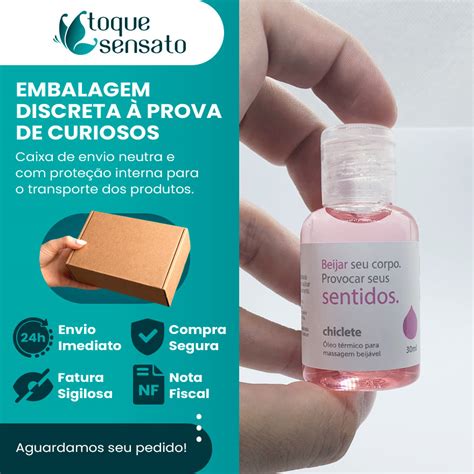 Óleo para Massagem Beijável Função Hot Sentidos Chiclete ml A Sós Toque Sensato