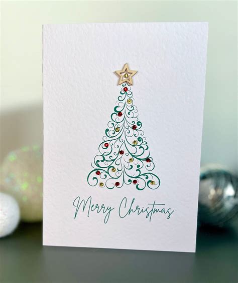 Minimalist Christmas Card Handmade Christmas Tree Card Merry