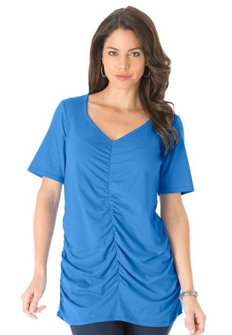 Roaman'sÂ® Shirred Runway Tee From Denim 24/7 | Plus size outfits, Plus