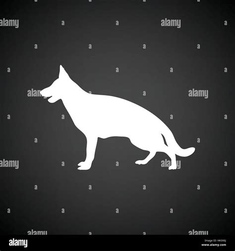 German Shepherd Icon Black Background With White Vector Illustration