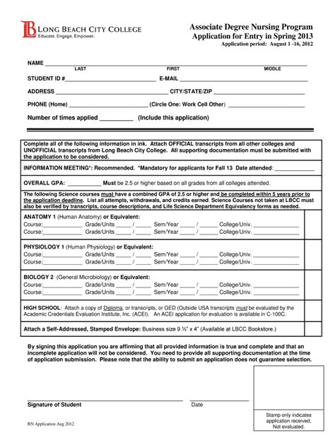 Printable Sample College Application Form Printable Forms Free Online