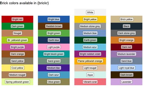 Display Available Brick Colors — Buildcolors • Brickr