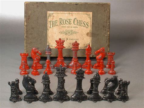A Mid 20th Century Cast Lead Rose Chess Set The Rose Chess Patent