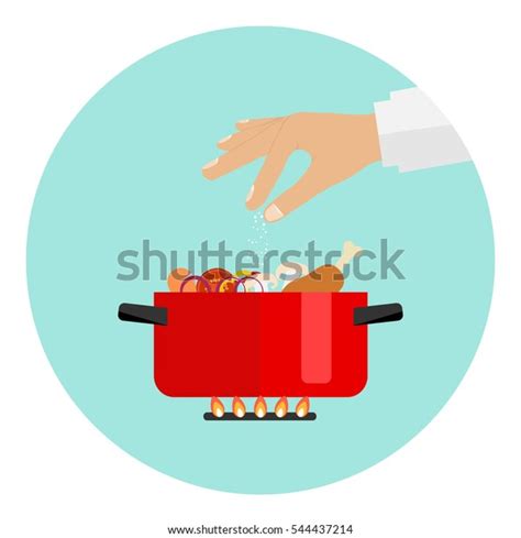 Pan On Fire Pot Soup Cooking Stock Vector Royalty Free 544437214