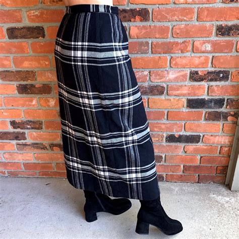 Blackwhite Plaid Flannel Wrap Maxi Skirt 🖤 Free Depop