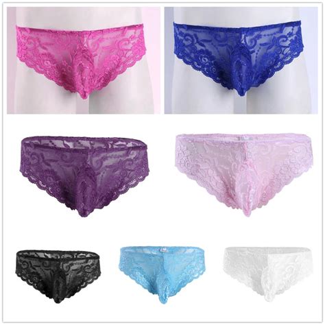 MENS LACE FLORAL Brief Sissy Pouch Panty Bikini Underwear Crossdress Lingerie 6 31 PicClick UK